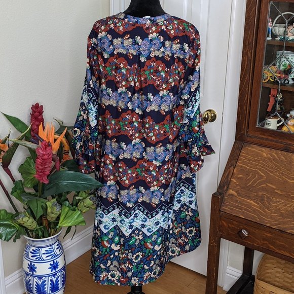 💘 RAGA Guru Tunic Dress Boho Floral Print Tab Sleeve - Picture 3 of 4